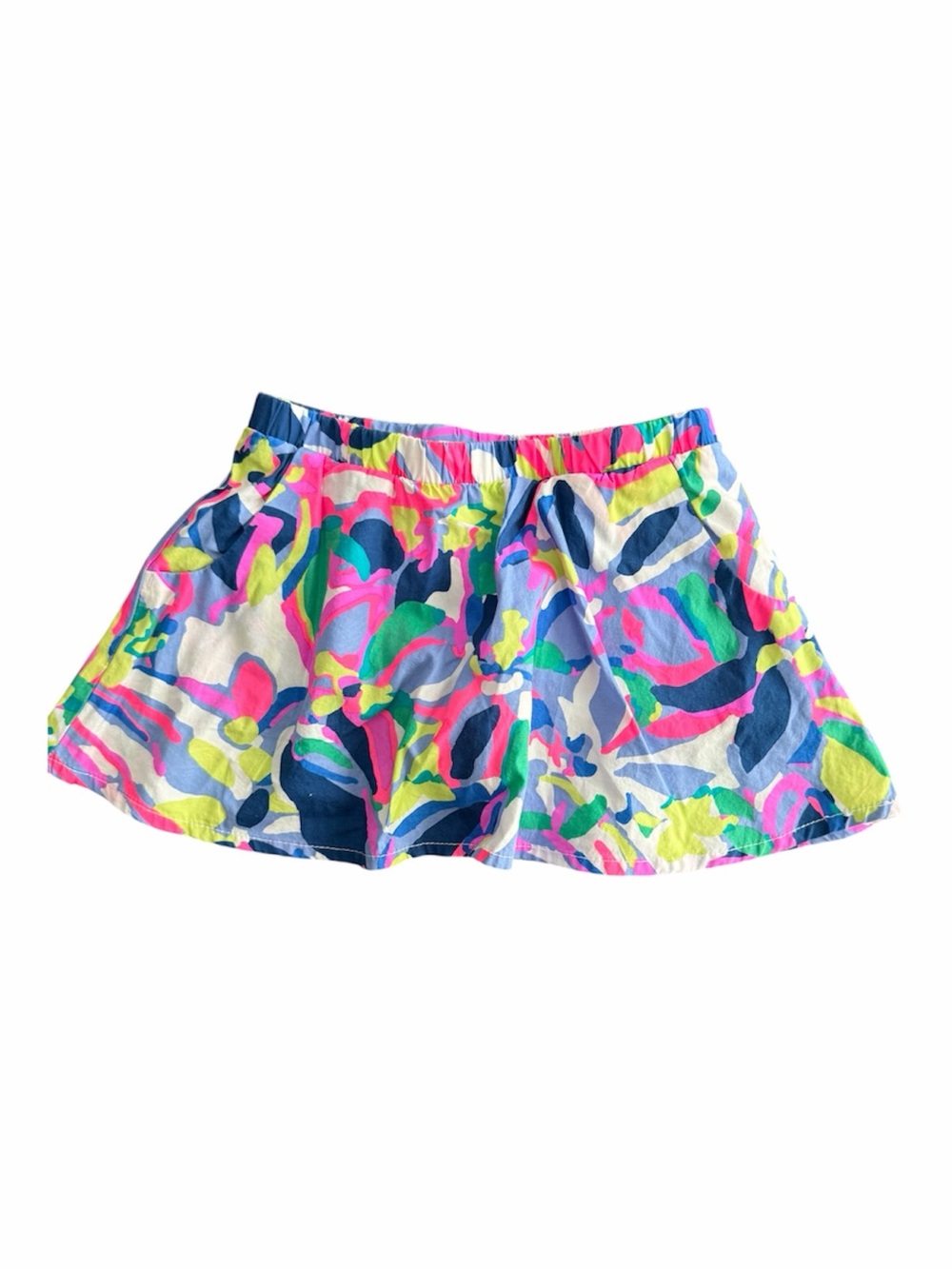 Lilly Pulitzer Neon Floral Print Flared Skirt - Blue Pink Green Yellow